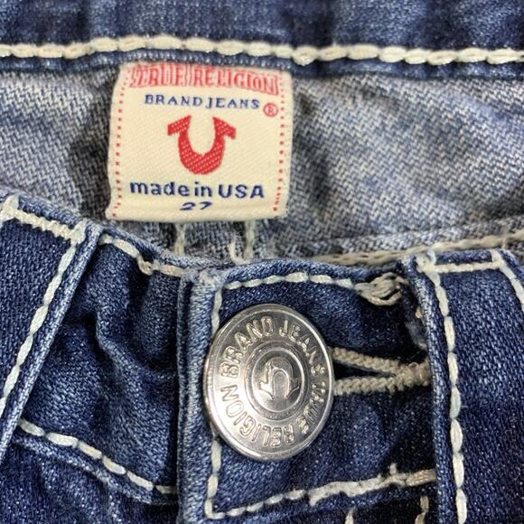 True Religion Women's Cuf Off Jean Shorts Distressed Frayed Hem Sz 27 Barneys - Picture 7 of 13